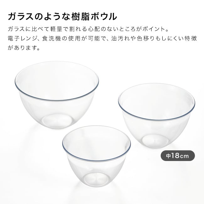 suiro スイロ レンジ対応 深型 ボウル 中 18cm 1.7L[ボウル 耐熱ボウル プラスチック 電子レンジ 調理ボウル 食洗機 日本製 ボール キッチン用品 レンジ 軽量 下ごしらえ 調理用品 耐熱ボール 電子レンジ対応 調理器具 透明 レンジ調理]