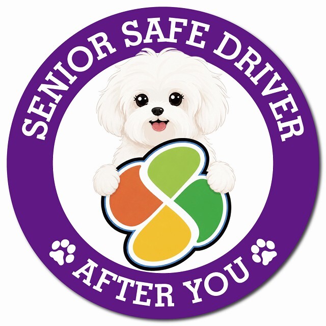 カーサイン 高齢者マーク SENIOR SAFE DRIVER マルチーズ マグネット 強力 直径13cm 肉球 日本製 車 ステッカー