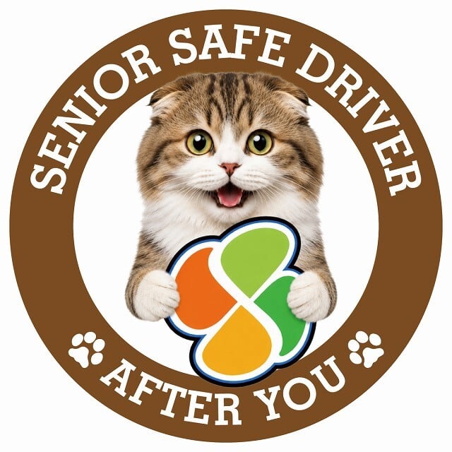 カーサイン 高齢者マーク SENIOR SAFE DRIVER ハイランドフォールド ステッカー シール 直径13cm 肉球 日本製 車