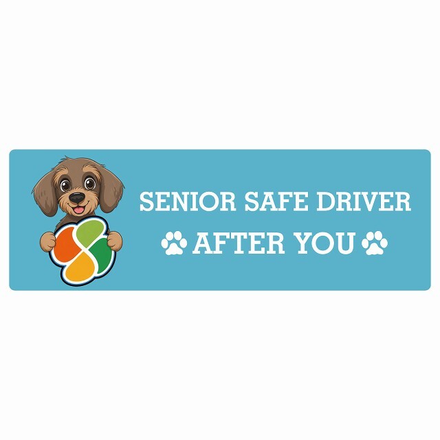 カーサイン 高齢者マーク SENIOR SAFE DRIVER ワイヤーヘアードダックスフンド ステッカー シール 長方形 20x6.7cm 肉球 日本製 車