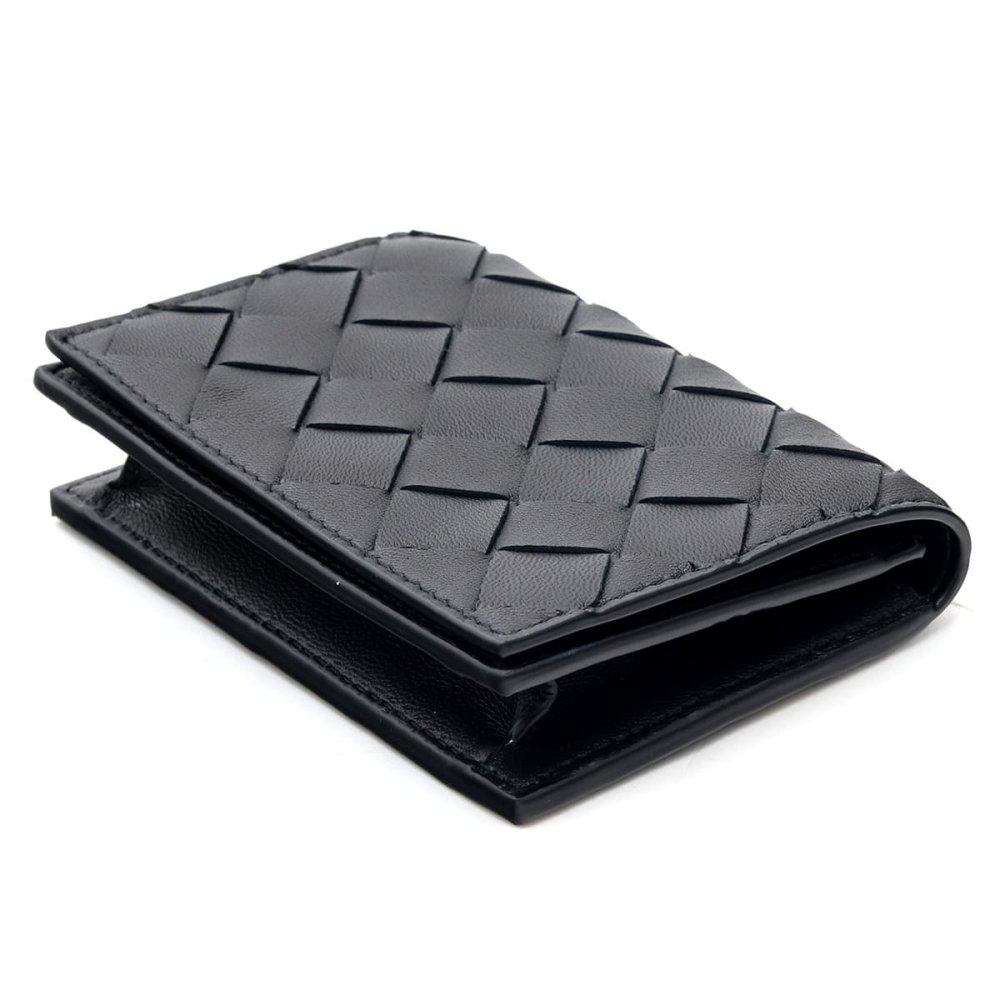 ボッテガヴェネタ BOTTEGA VENETA カードケース 名刺入れ メンズ レディース イントレチャート 本革 レザー ブラック 黒 スナップボタン ビジネスカードケース 667141 V3UH2 8425