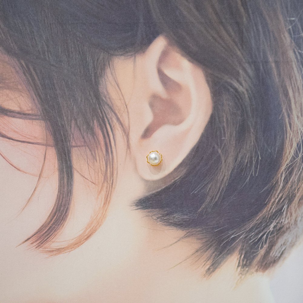 ［pearl619］6mm - 6.5mm ホワイトピンク クローバー ピアス あこや真珠