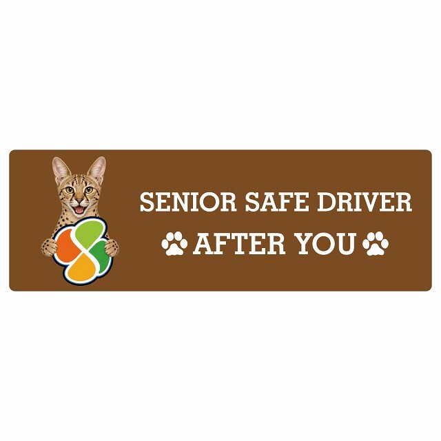 カーサイン 高齢者マーク SENIOR SAFE DRIVER サバンナ ステッカー シール 長方形 20x6.7cm 肉球 日本製 車