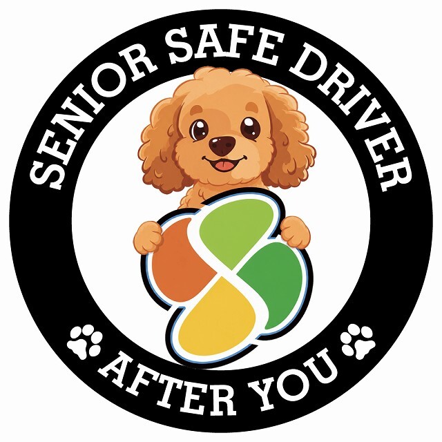 カーサイン 高齢者マーク SENIOR SAFE DRIVER ダップー ステッカー シール 直径13cm 肉球 日本製 車