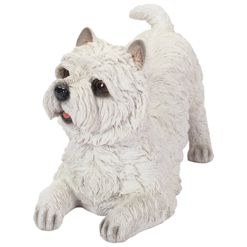 置物 woobia ウービア 犬 ウェスティ ウエストハイランドホワイトテリア 小 幅26cm 伏せ 白い犬 リアル 本物そっくり イギリス生まれ 職人手彩色 縁起物 戌年 玄関 インテリア 新築祝い 引っ越し祝い 開店祝い 出産祝い 誕生日 お祝い ギフト プレゼント 犬好き
