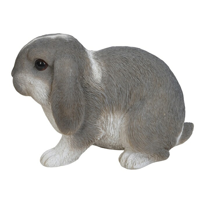 置物 うさぎ ホーランドロップイヤー 白グレー 幅22.2cm woobia ウービア リアル かわいい おしゃれ 玄関 インテリア オブジェ ガーデン ロップイヤー たれ耳 動物 アニマル 癒し 棚 北欧 プレゼント ギフト 卯年 うさぎ好き