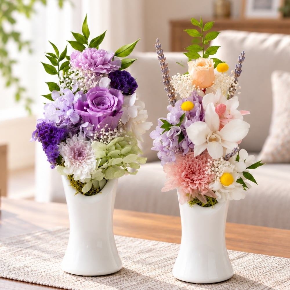 お供え 花 プリザーブドフラワー 仏花 【紬】 菊 供花 仏壇用 祭壇 一周忌 三回忌 七回忌 命日 法事 月命日 満中陰 33回忌 四十九日 49日 お盆 お彼岸 おしゃれ ブリザードフラワ- フラワーアレンジメント フラワーギフト 長持ち