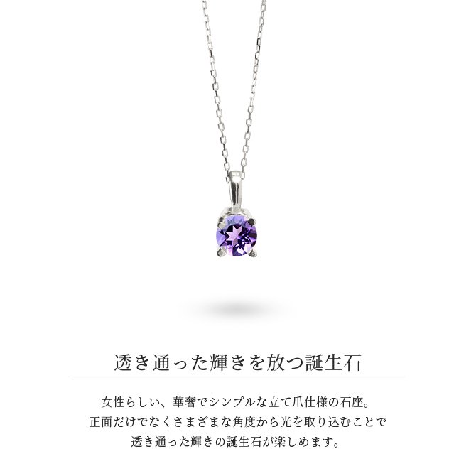 アメシスト ネックレスプラチナ ネックレス 2月誕生石 アメジスト 一粒 PT950 プラチナ950 白金 チェーン 長さ選べる 40cm 45cm 50cm ギフトラッピング可能 シンプル 華奢 上品 Rapture 彼女 妻 女性 レディース 誕生日 プレゼント ハロウィン 【品番：CG-RSP-29051PT-2】