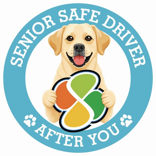 カーサイン 高齢者マーク SENIOR SAFE DRIVER ラブラドールレトリバー ステッカー シール 直径13cm 肉球 日本製 車