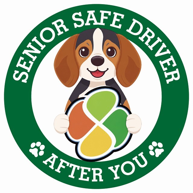カーサイン 高齢者マーク SENIOR SAFE DRIVER ビーグル ステッカー シール 直径13cm 肉球 日本製 車