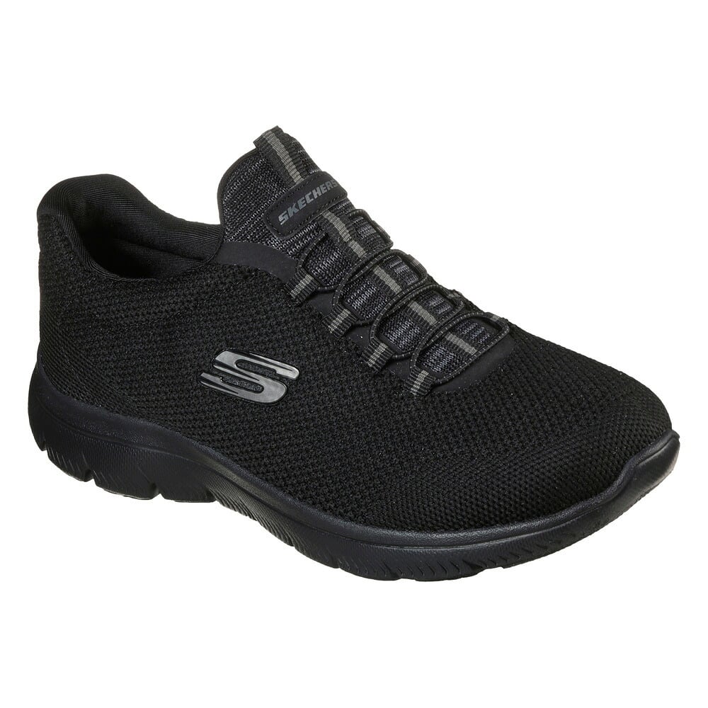 スケッチャーズ レディース スニーカー サミッツ クール クラシック SKECHERS 149206W スリッポン ワイド幅 軽量 ブラック 黒 ウォーキング 歩きやすい　