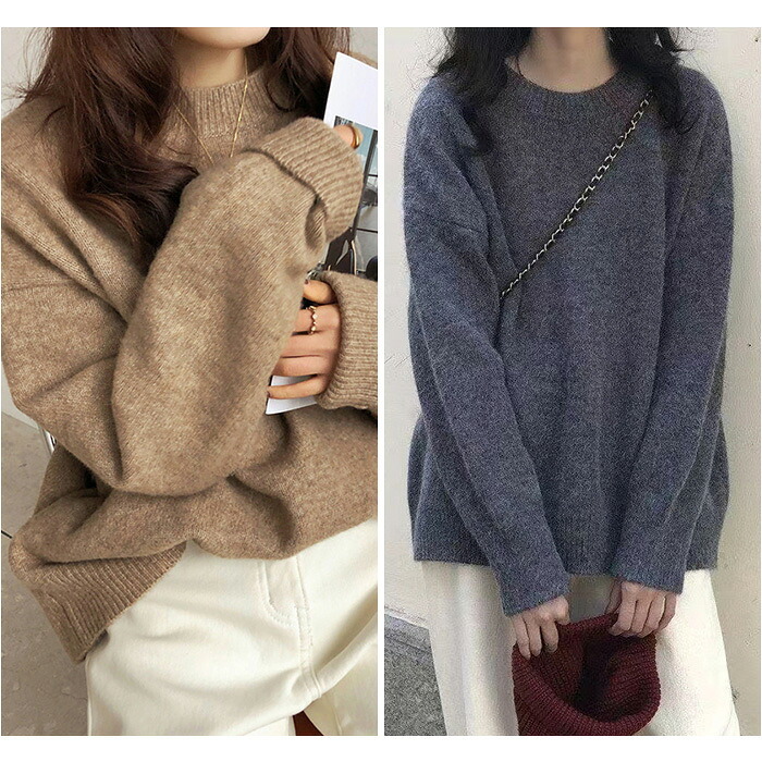 ニット レディース 通販 ニットトップス セーター プルオーバー 長袖 チュニック ロング丈 レディースニット あったかい 暖かい ナチュラル シンプル きれいめ ゆったり お出かけ デイリー 通勤 通学 おしゃれ かわいい 秋 冬