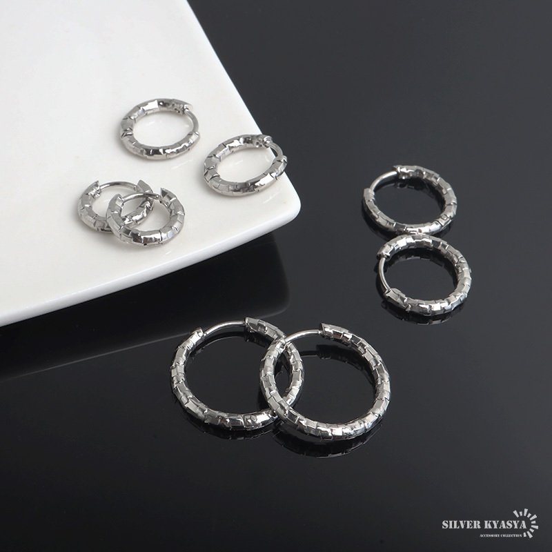 ステンレス 定番 フープピアス 不規則 カット シンプルピアス ゴールド シルバー 幅2.5mm 4サイズ プチプラ メタル 小さめ 細身 幾何学模様 セカンド キラキラ 両耳2点 レディース 女性 イヤリング 金属アレルギー対応