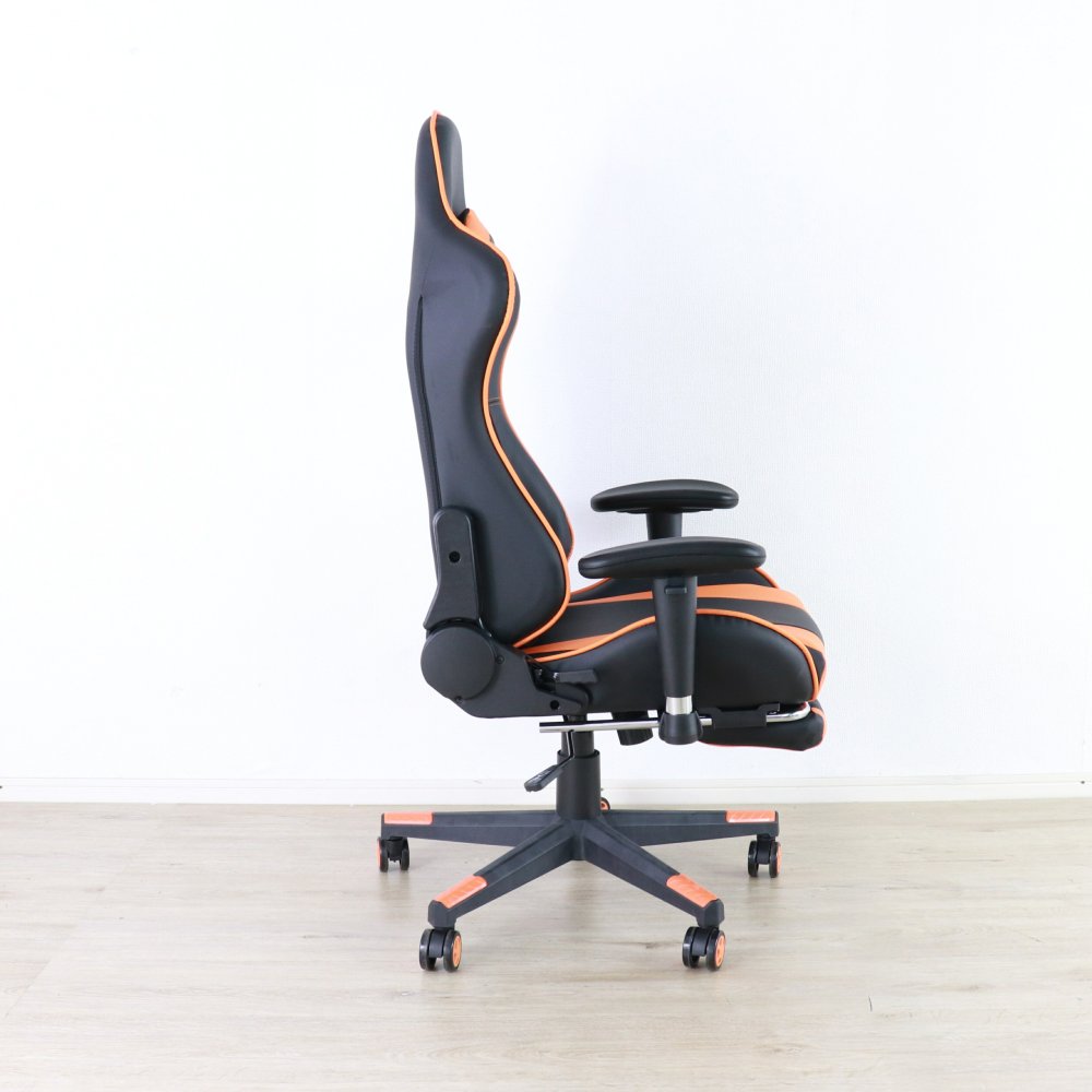 ゲーミングチェア 高さ調節 フットレスト付き グレー・ホワイト・オレンジ W70xD65xH123-133cm座面高44-54cm デスクチェア オフィスチェア パソコンチェア フットレスト グレイ ホワイト オレンジ おしゃれ 新生活