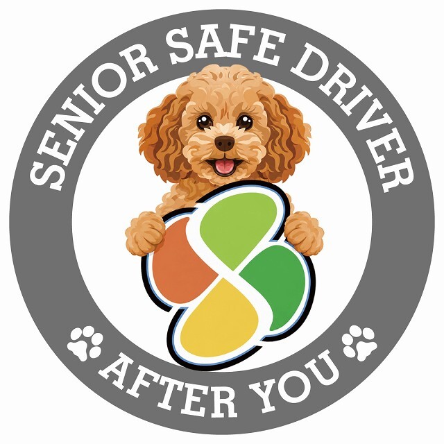 カーサイン 高齢者マーク SENIOR SAFE DRIVER キャバプー ステッカー シール 直径13cm 肉球 日本製 車