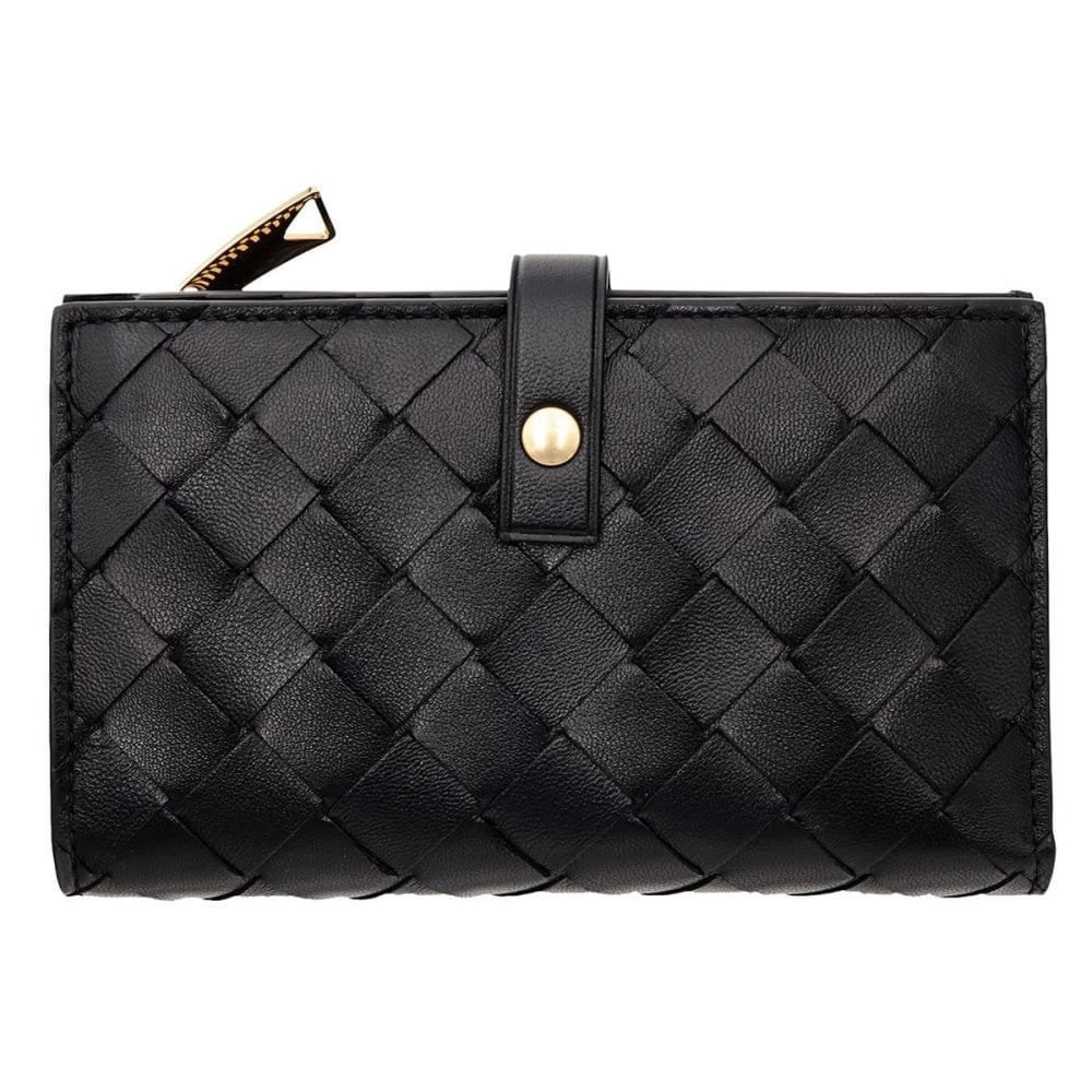 ボッテガヴェネタ BOTTEGA VENETA 二つ折り財布 イントレチャート メンズ レディース ブラック 黒 小銭入れ付き ファスナー小銭入れ カード入れ10個 ラムレザー 本革 609070 V3UH2 8425 縦長