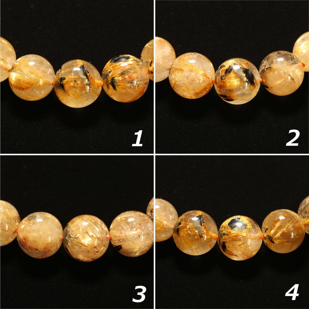天然石ブレスレット【ルチルがのびやかに広がる】13mm 太陽放射チルクォーツ 艶感 一点物【GHB199】浄化発送 京海堂