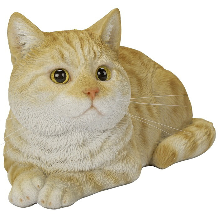 置物 猫 寝そべる茶トラ猫 幅17cm woobia ウービア リアル かわいい おしゃれ 玄関 インテリア オブジェ ガーデン 茶トラ ねこ ネコ 動物 アニマル 癒し 棚 北欧 リビング プレゼント ギフト 新築祝い 猫好き ねこグッズ