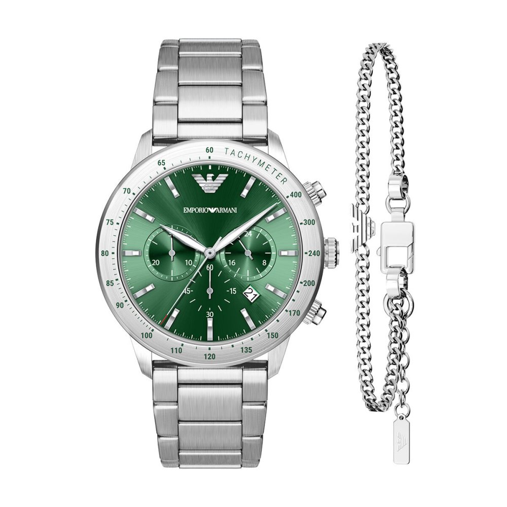 エンポリオアルマーニ EMPORIO ARMANI 腕時計 メンズ クロノグラフ ステンレス ウォッチ＆ブレスレットセット AR80088SET【2026 新作】