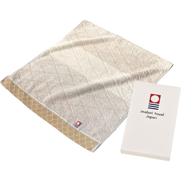 和布小紋（モダン） フェイスタオル [26-0599-094] ベージュ KWFK-A0 BE ｜ 現品約34×75cm 綿100% ｜ ギフト 贈り物 挨拶 | 今治タオル シンプル ｜ 化粧箱入