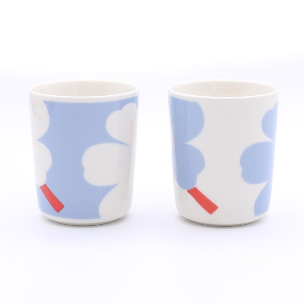 マリメッコ ユフラ ウニッコ マグカップ 250ml ペア ホワイト/ライトブルー/オレンジレッド marimekko UNIKKO JUHLA マグ 食器 ギフト 耐熱 電子レンジ対応 結婚祝い プレゼント 贈り物 ギフトセット 食器セット