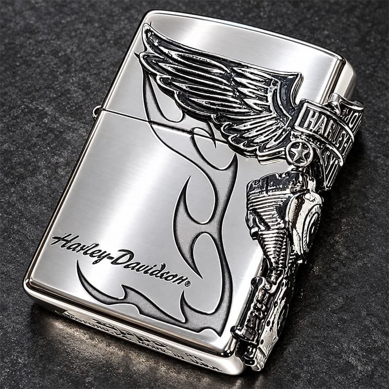 ZIPPO ハーレー ダビッドソン ジッポライター シルバー燻し 大型3面メタル 彫刻 かっこいい 日本限定モデル おしゃれ ウィング メンズ ギフト プレゼント