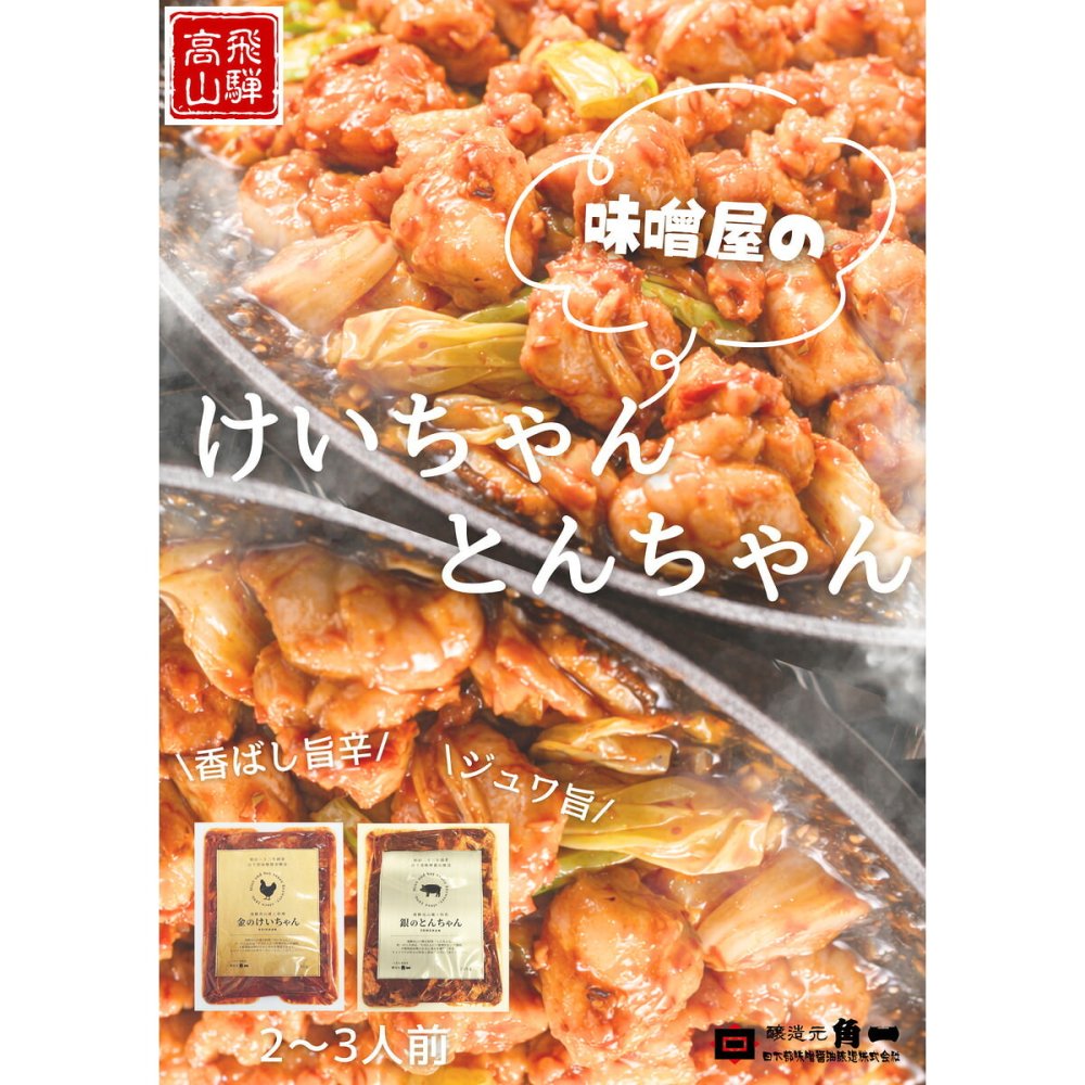 飛騨高山 角一 岐阜名物 けいちゃん とんちゃん セット 2種 計4袋入 鶏肉 豚肉 味噌漬け 冷凍 焼くだけ 郷土料理 鶏ちゃん