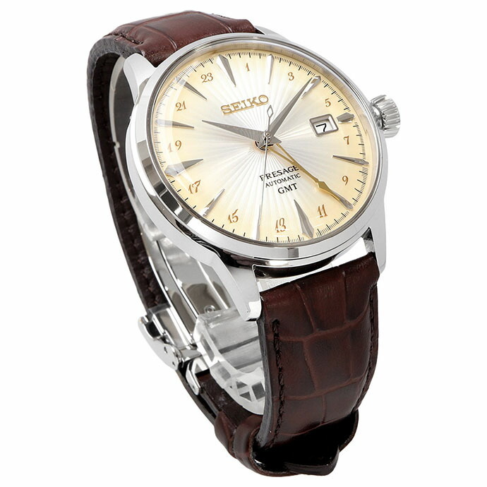 SEIKO 腕時計 セイコー 時計 ウォッチ 【日本製 Made in Japan】 PRESAGE プレザージュ Cocktail Time カクテルタイム GMT アイボリーメタリックグラデーション レザーバンド SSK041J1 [並行輸入品]