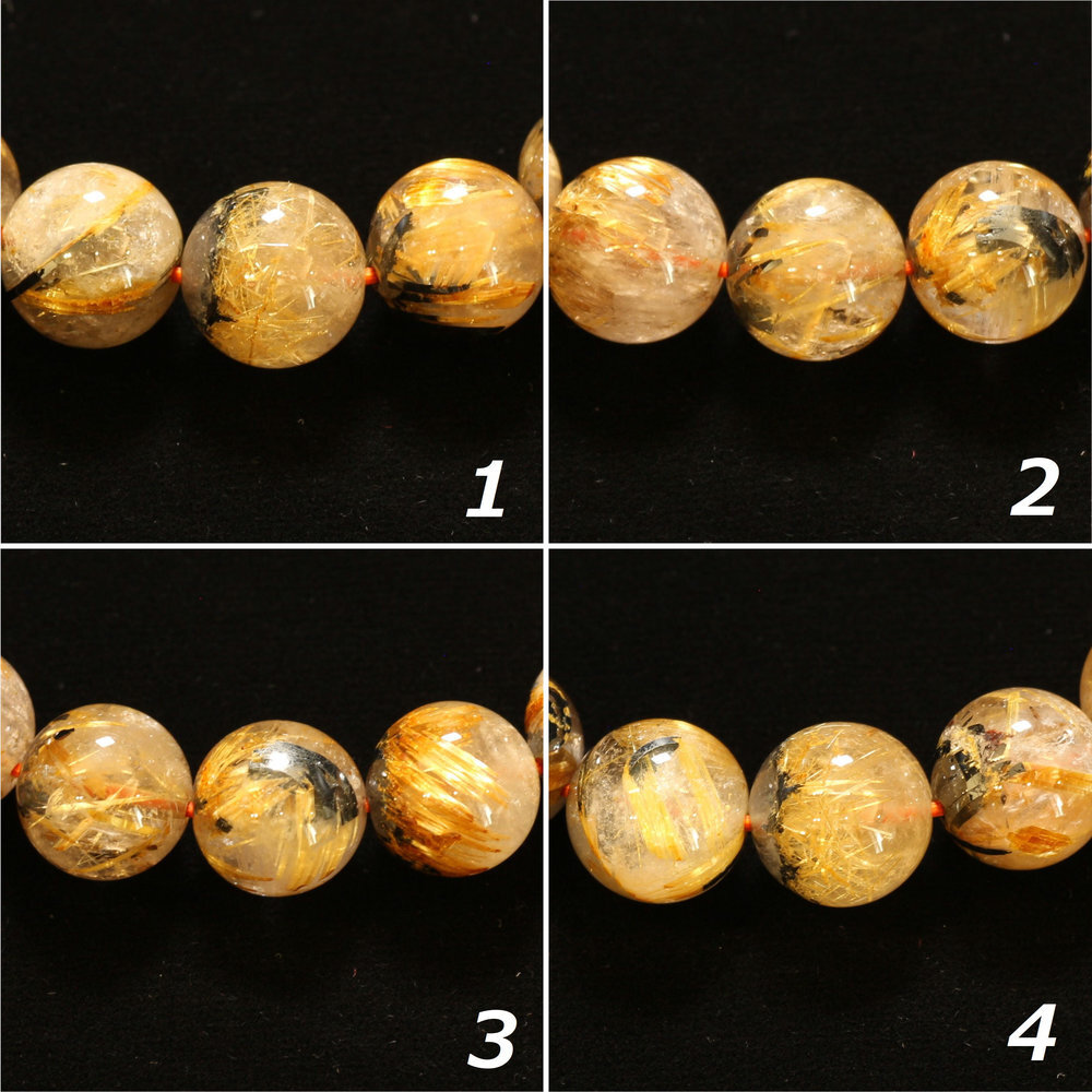 天然石ブレスレット【力強く華やかに】12mm 太陽放射ルチルクォーツ 艶感 一点物【GHB198】浄化発送 京海堂