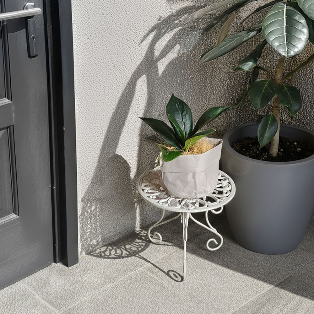 ガーデン エクステリア アイアン製プランタースタンド 脚付き ロータイプ「DECOR」(デコール) IF-N0038 高さ27cm 花台 鉢置き 鉢 プランター フラワースタンド スタンド ボード 鉄製 スチール おしゃれ 室内 インテリア