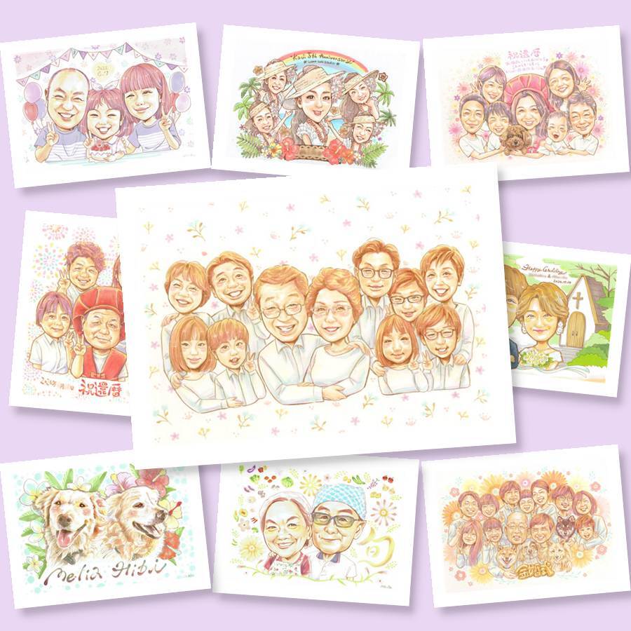 記念日の記念に、見ると笑顔になる似顔絵を贈りませんか。大切なお祝いにも安心してご注文いただけます。 贈り物 手描き 似顔絵 名入れ ギフト プレゼント 記念日 誕生日 長寿 家族 大人数 親族 世代 家族全員 兄弟 修正無料 下書き確認 名入れ サプライズ そっくり 親孝行 一生もの 集合 一生もの 記念撮影代わり 大人数 大家族 節目 メモリアル 応援 ホワイトデー 色紙 大量注文