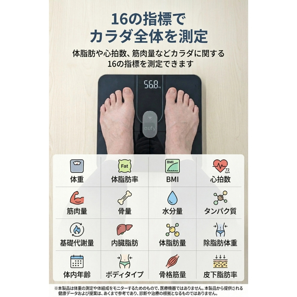 引っ越し祝い Anker Eufy Smart Scale P2 Pro 体重体組成計 Wi-Fi Bluetooth 16項目測定 スマホ連携 ブラック ホワイト ギフト 健康