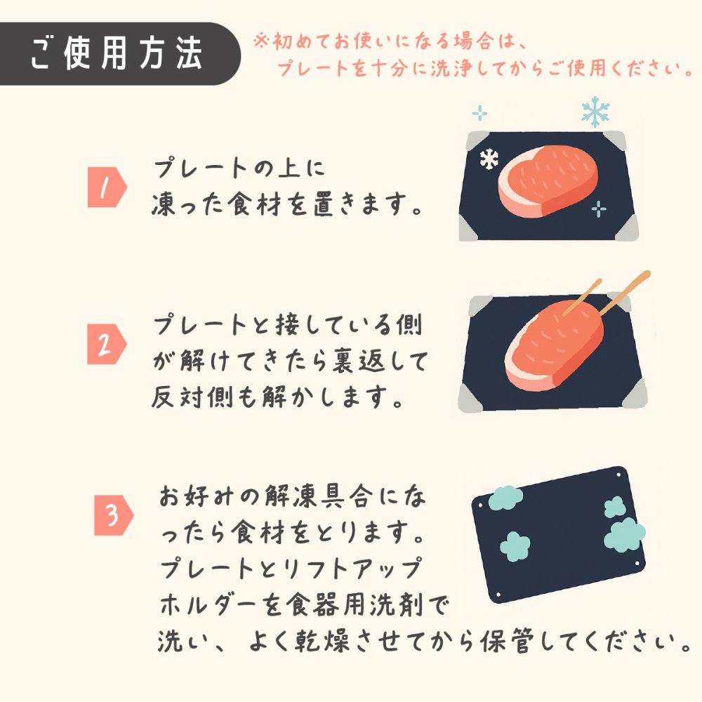 解凍プレート 急速解凍 カクセー 急速解凍アルミプレート リフトアップホルダー付き 最大約9倍 アルミプレート 自然解凍 電気不要 水不要 肉 魚 冷凍食品 食品解凍 粗熱取り 冷凍プレート 時短調理 薄型 キッチン便利グッズ 新生活 敬老の日 プレゼント ギフト