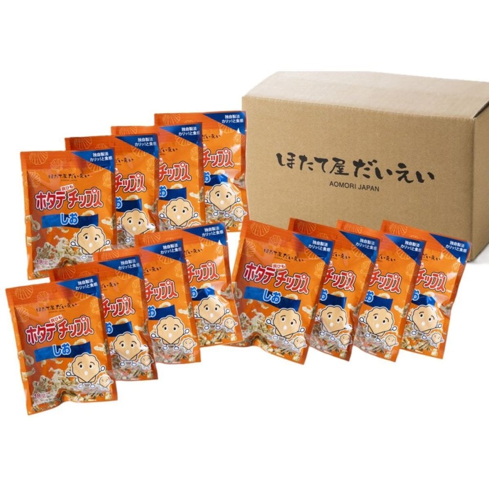 ホタテ貝ひもチップス しお 12袋 スナック お菓子 国産 帆立 貝ひも おつまみ おやつ