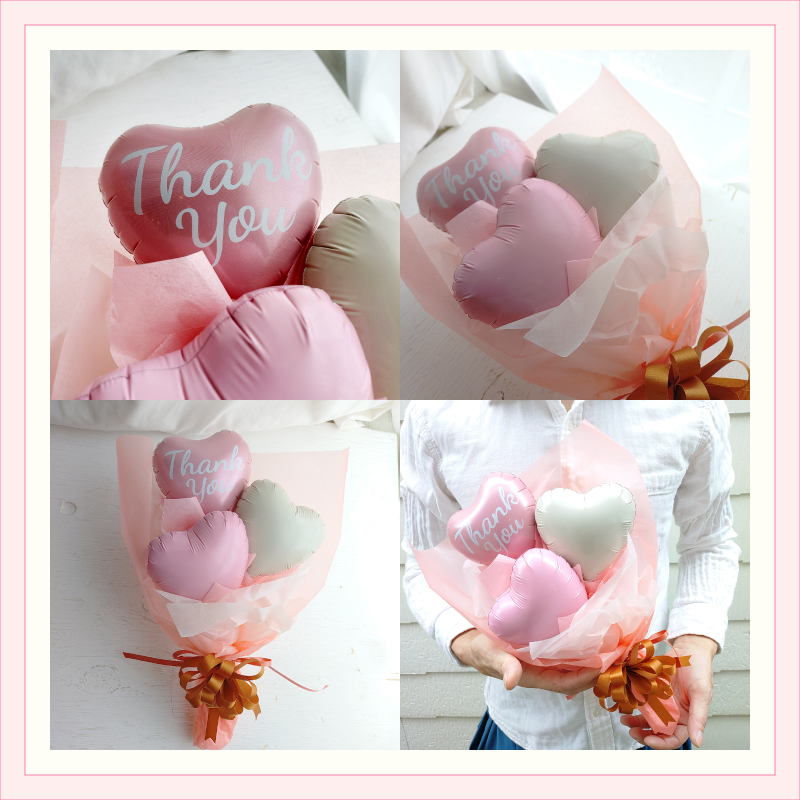 【Thank You】【バルーンブーケ】【メッセージバルーン入り】【選べる2色】かわいいハートバルーン入り 3980円以上送料無料 同梱OK  |  ミニブーケ バルーンミニブーケ バルーン入りミニブーケ 花束 バルーン花束 バルーン入り花束 バルーン入りブーケ お礼 感謝 ありがとう プチギフト 送別 退職祝い 卒業 卒園
