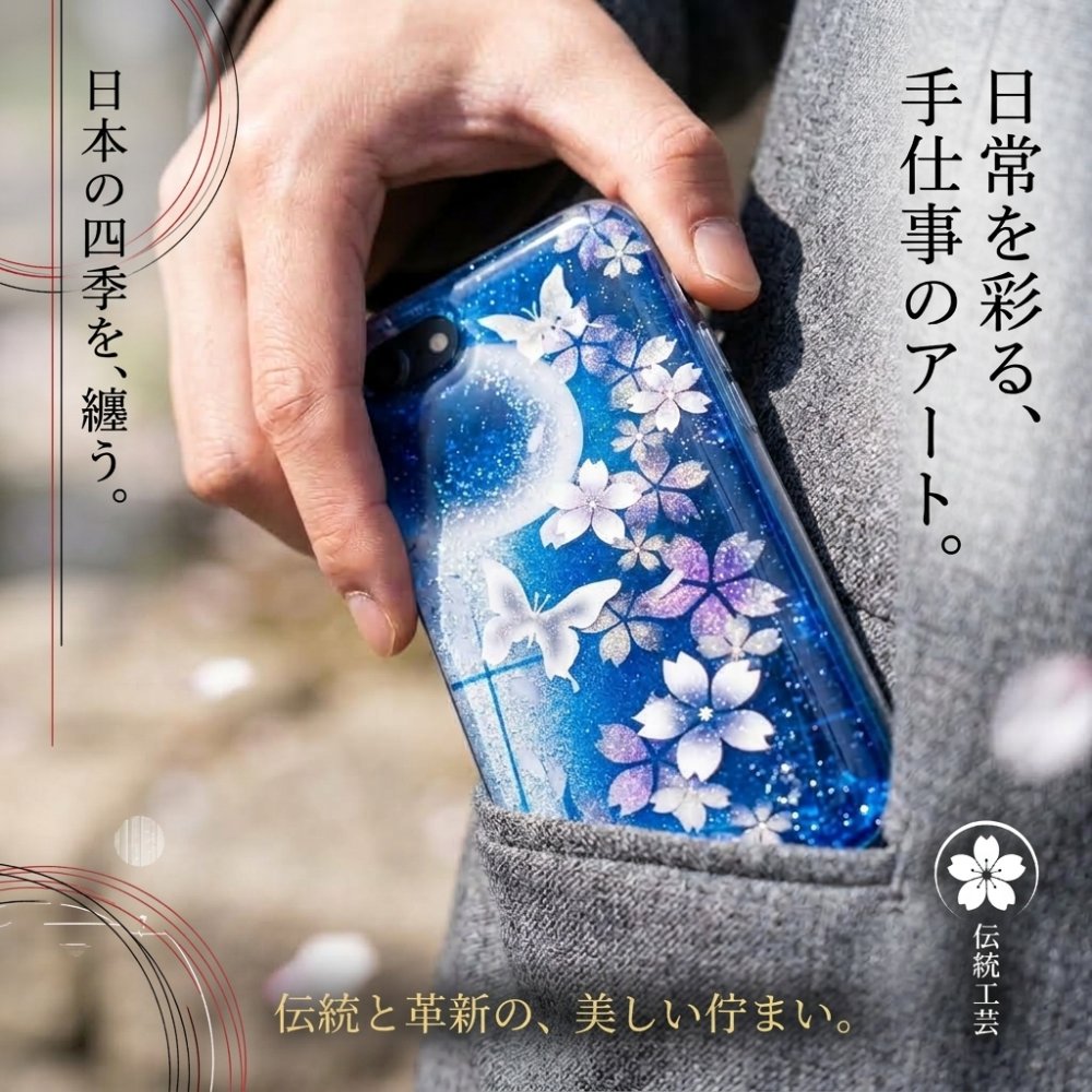 【全機種対応】スマホケース『雨』名入れ 送料無料 和柄 和風 桜 職人 伝統工芸 ハンドメイド ハードケース 手帳型 iPhone 17 Xperia AQUOS Android 各機種対応