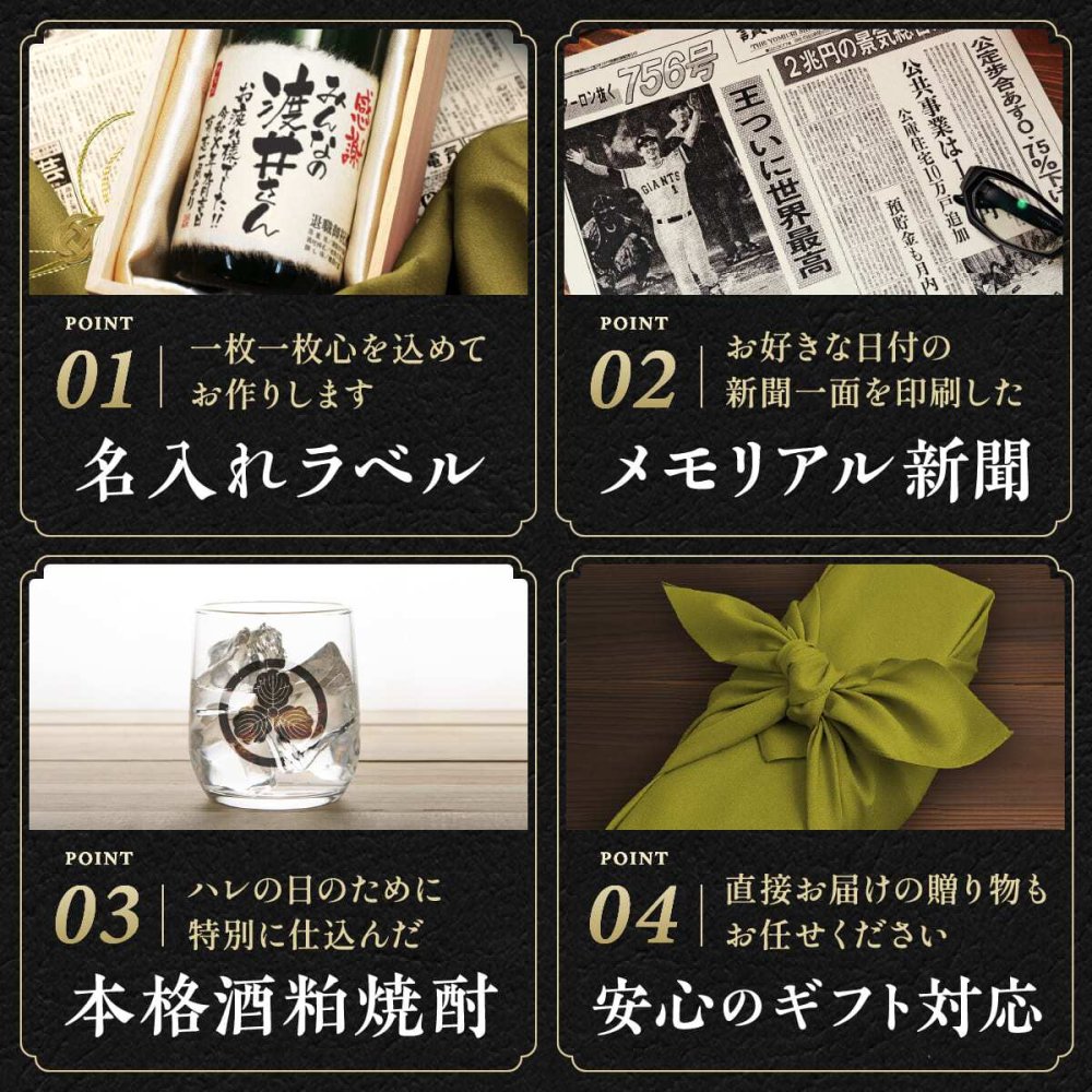 退職のお祝い60代 70代 上司 男性 女性 名入れ 贈り物 入社日の新聞付き 誕生日 敬老の日 即日発送 【華乃蕾】720ml 酒粕焼酎 