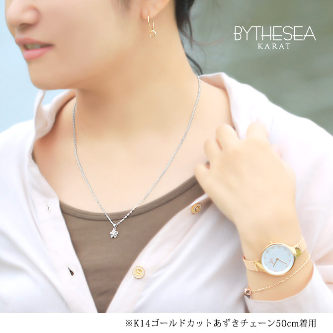 ゴールド ネックレス ハワイアンジュエリー ネックレス ホワイトゴールド ネックレス プルメリア 14K K14ゴールド ダイヤモンド ジルコニア 14k カットあずきチェーン太0.9mm ギフトラッピング可能 彼女 妻 女性 レディース プレゼント ハロウィン 【品番：CG-GP109W-CH123】