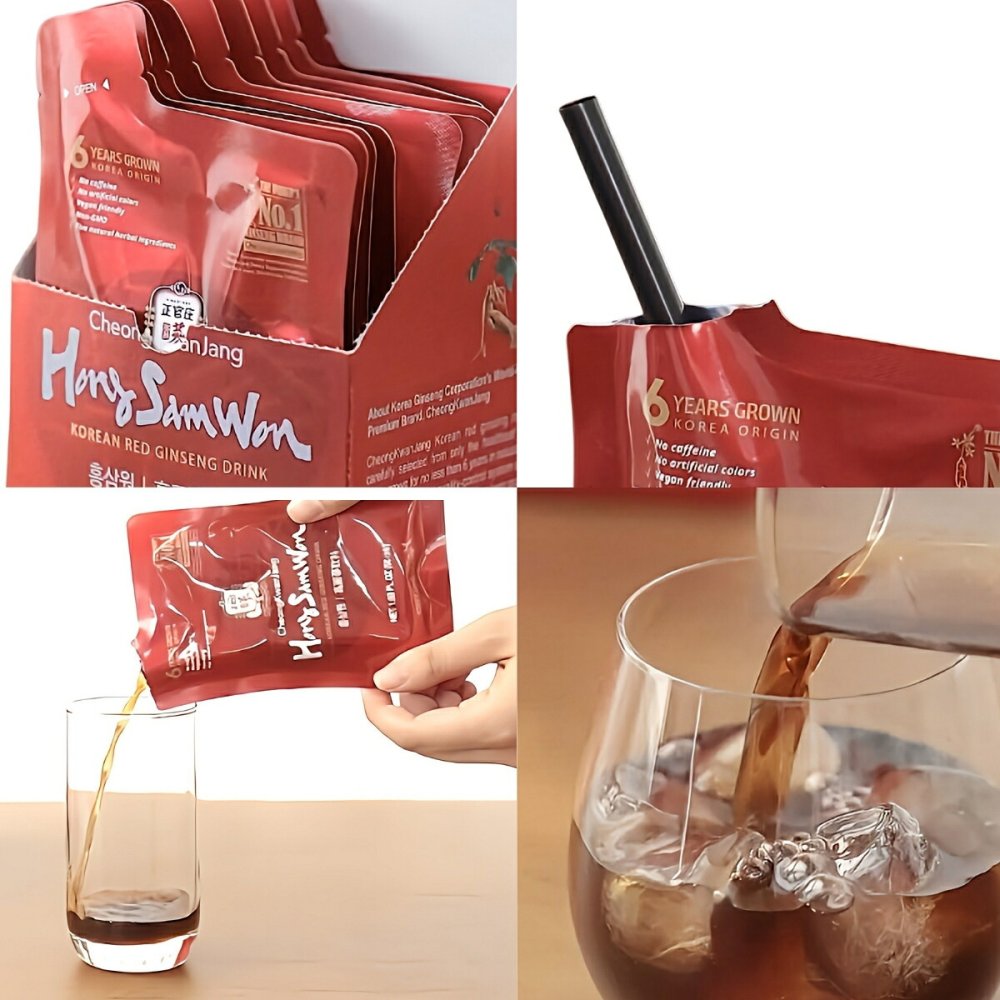 ホンサムウォン　正官庄　紅蔘元　ドリンク　50ml×30袋　コンパクト　高麗紅蔘エキス（1袋あたり約180 mg）ナツメ、ショウガ、シナモン、クコをブレンド【輸入者：株式会社韓国人公社ジャパン】