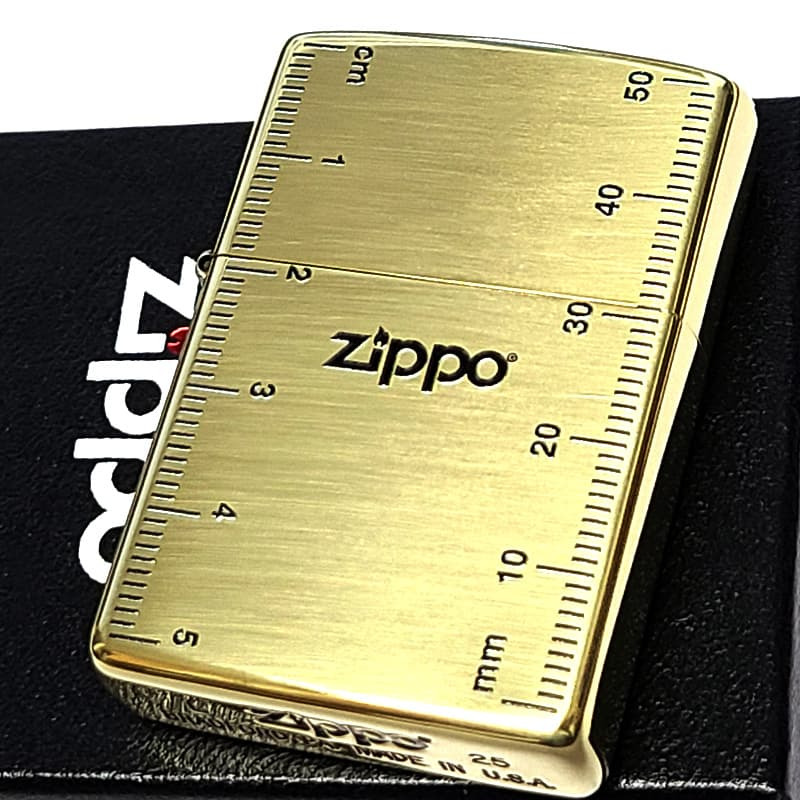 ZIPPO ライター おもしろ 定規 アンティークブラス 古美仕上げ ジッポ ロゴ ゴールド おしゃれ かっこいい メンズ ギフト プレゼント