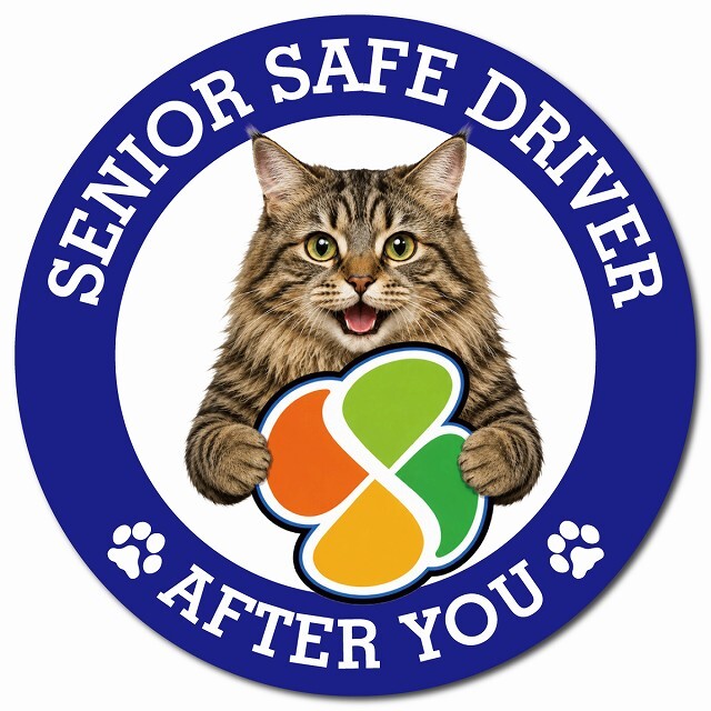 カーサイン 高齢者マーク SENIOR SAFE DRIVER クリリアンボブテイル マグネット 強力 直径13cm 肉球 日本製 車 ステッカー