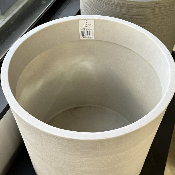 鉢カバー おしゃれ 大型 14号 9号 M S サイズ 植木鉢 KONTON コントン ソンク シリンダー 円柱 丸型 軽量 砂岩調 屋外 室内 高級 北欧 モダン ナチュラル 観葉植物用 シンボルツリー サボテン 多肉植物 特大 玄関 プランター 底穴なし チャコールグレー ウォームグレー