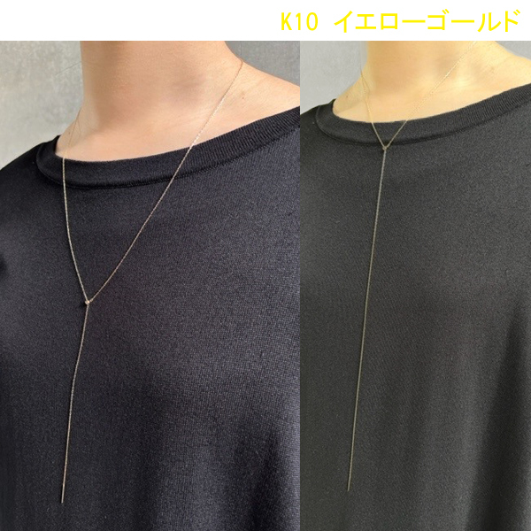 ロングネックレス k10 YG 約70cm スライドピン アズキチェーン ネックレス 1.0mm幅 10金 イエローゴールド K10ネックレス 小豆チェーン ※従来の金具無し