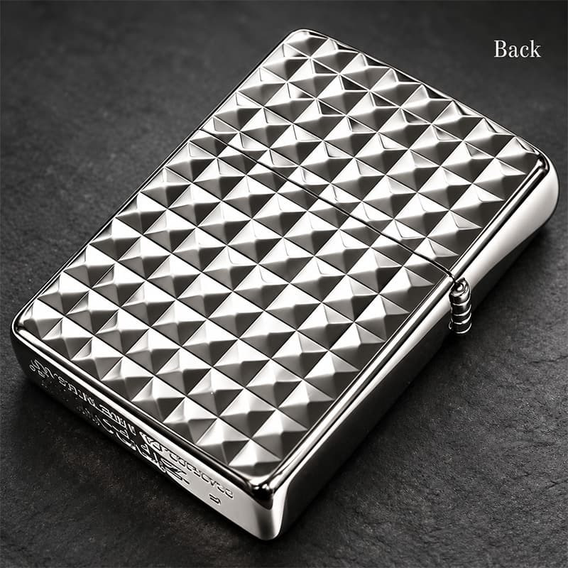 ZIPPO ライター アーマー ミラクルダイアモンド ホワイトニッケル 両面加工 ジッポ Miracle Diamond ダイヤカット 彫刻 シルバー メンズ かっこいい メタル貼り おしゃれ ギフト 重厚 プレゼント