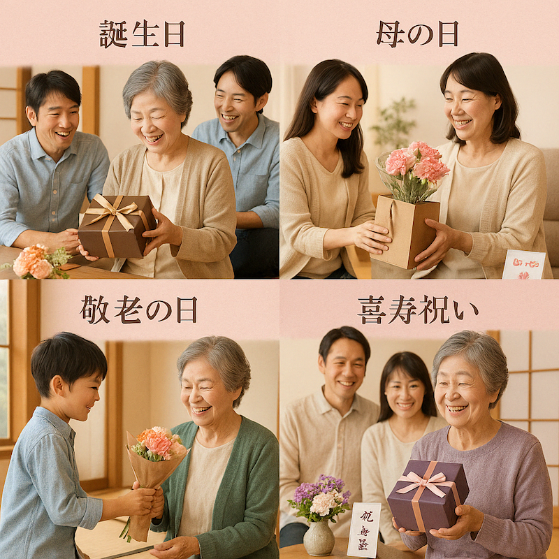  和風プリザーブドフラワー＆和菓子｜花とお菓子のギフト｜敬老の日 長寿祝い 誕生日