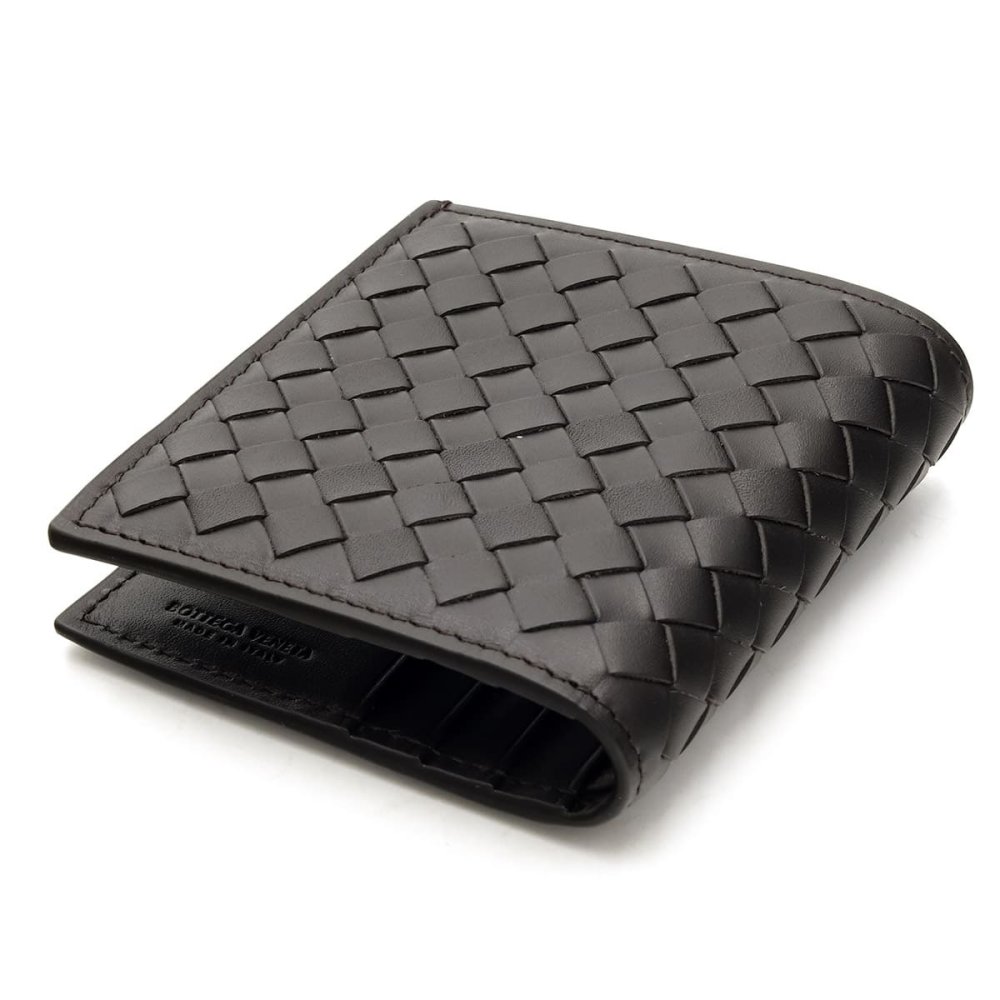 選べる2色 ボッテガヴェネタ 二つ折り財布 メンズ イントレチャート BOTTEGA VENETA 小銭入れなし 札入れ カード入れ6枚 本革 レザー ダークブラウン ダークグレー コンパクト 222338 V47W1 2006 2015