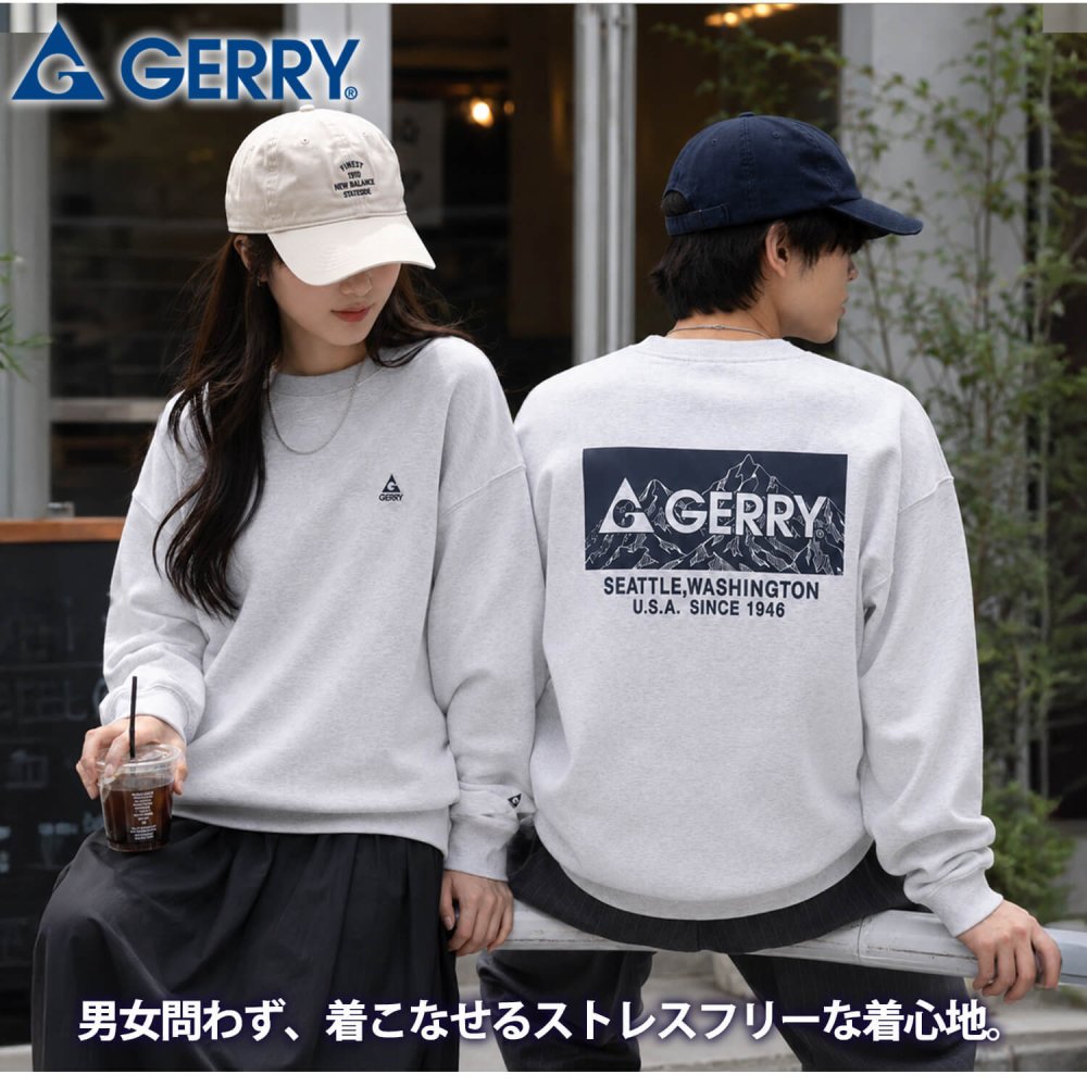 【予約】GERRY ジェリー スウェット トレーナー メンズ レディース gea-m0032 裏起毛 バックプリント 長袖 刺繍 クルーネック 防寒 ビッグシルエット オーバーサイズ アメカジ アウトドア ストリート カジュアル M L LL 2026FW Karlas 別注