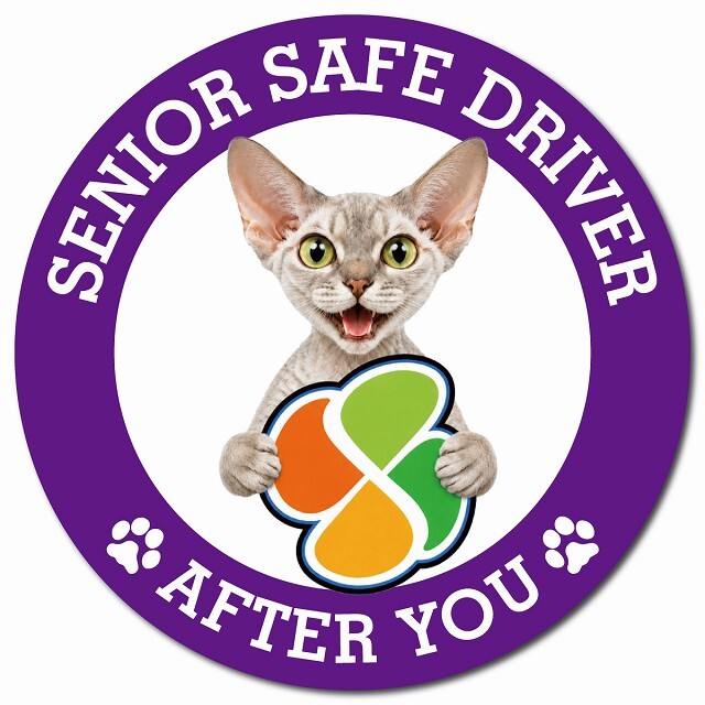 カーサイン 高齢者マーク SENIOR SAFE DRIVER デボンレックス マグネット 強力 直径13cm 肉球 日本製 車 ステッカー