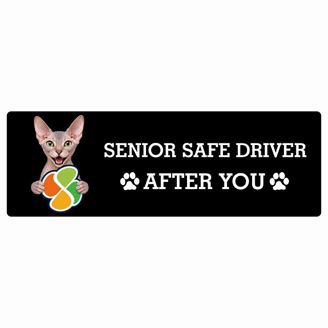 カーサイン 高齢者マーク SENIOR SAFE DRIVER ドンスコイ ステッカー シール 長方形 15x5cm 肉球 日本製 車