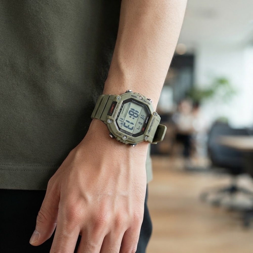 箱なし カシオ 腕時計 メンズ CASIO デジタル カーキ ベージュ 海外モデル 逆輸入 10年電池 100m防水 ストップウォッチ タイマー アラーム LEDライト アウトドア スポーツ 誕生日 父の日 プレゼント ギフト 成人 卒業 入学